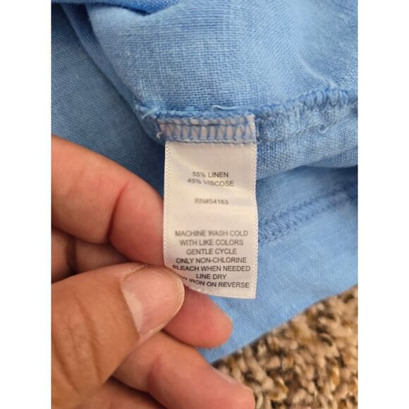 Marc New York Jeans XL Linen Blend Boxy Shirt NWT Quiet Luxury Blue Cropped - Picture 8 of 8